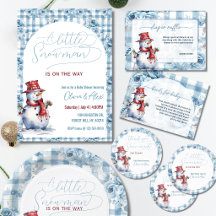 Watercolor Snowman Winter Boy Baby Shower