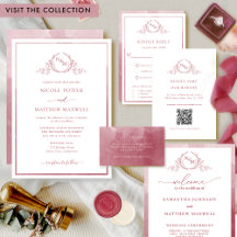 Burgundy Watercolor Botanical Monogram Wedding