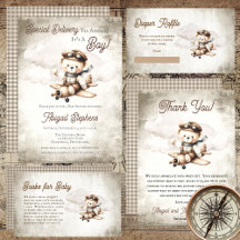 Airplane Teddy Bear Aviator Baby Shower