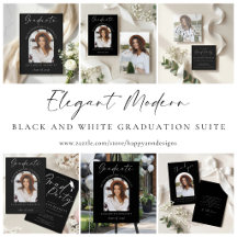 Black White Elegant Modern Graduation Suite