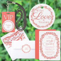 Coral Woodsy Wedding Modern Rustic Botanical