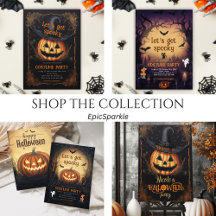 Spooky Jack o Lantern Halloween Party Invitations