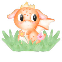 Watercolour Orange Baby Dragon Collection