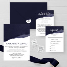 Navy Watercolor Brush Stroke Wedding Collection