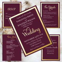 Modern Typography on Purple Gold Foil Wedding