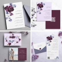 Elegant Plum Purple & Indigo Blue Floral Wedding 