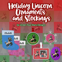 Holiday Unicorn Ornaments and Stockings