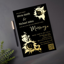 Black and Gold Sunflower Wedding collection