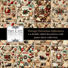 Vintage Christmas Ephemera Scrapbook Paper Sheets