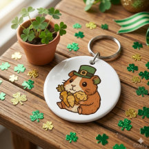 Funny Guinea Pig St.Patrick's Day Keychains