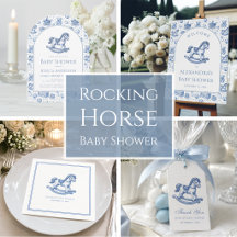 Rocking Horse Baby Shower for Boys in Blue & White