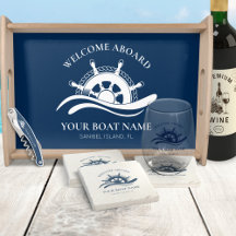 Nautical Ships Wheel Boat Owners Wine Gift Set