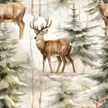 Deer Watercolor Winter Wrapping Paper Collection