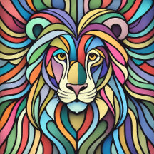 Detailed Colorful Lion Head Collection