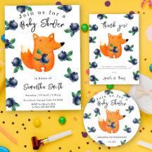 Fox and Blueberries Baby Shower