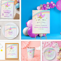 Unicorn with Magic Rainbow Birthday Girl