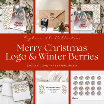 Merry Christmas Logo With Winter Berries