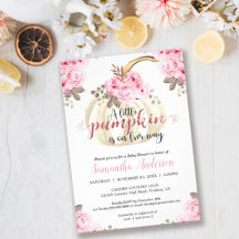 A Little Girl WhitePumpkin Pink Floral Baby Shower