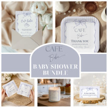 Retro Blue Bow Cafe Bebe Boy Coffee Baby Shower