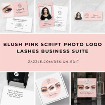 Blush Pink Script Photo Logo Lashes Business Suite