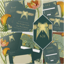 Elegant Butterfly: Antique Gold & Hunter Green