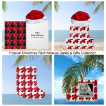 Tropical Christmas Red Hibiscus Cards & Gifts
