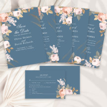 Boho Elemental Blue Peonies Wedding Collection
