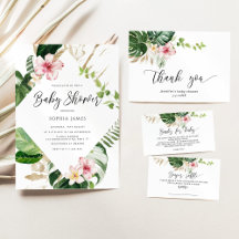 Tropical floral hibiscus its a girl baby shower