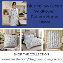 Blue Yellow Green Wildflower Pattern Home Decor
