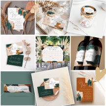 Green terracotta abstract watercolor baby shower