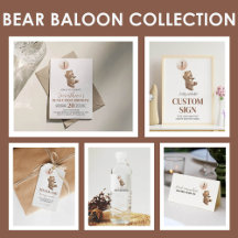 Modern Bear Balloon First Birthday