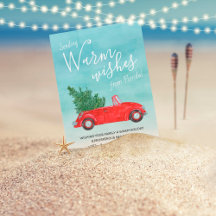 Vintage Red Car + Christmas Tree Tropical Florida 