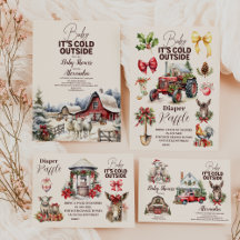 Winter Farm Animals Christmas Baby Shower