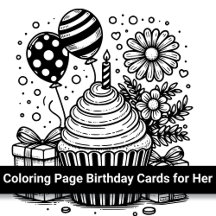 Coloring Page Birthday Cards for Her