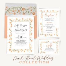Wedding Peach Floral Stationery Suite