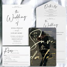 Simple elegant black white calligraphy wedding