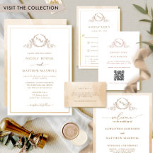 Beige Cream Watercolor, Botanical Monogram Wedding