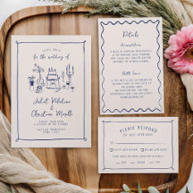 Whimsical Sketched Hand-Drawn Food Wedding