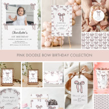 Pink Doodle Bow Birthday Collection
