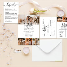 Elegant Minimal Photo Wedding Invitation Suite