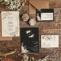 Blush Floral Black And White Wedding Collection