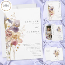 Elegant Purple Iris Watercolor Garden Wedding