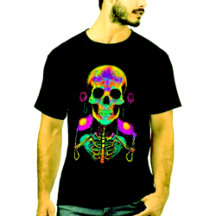 Glowing Ghouls: Neon Skeleton Trick-or-Treating T-