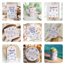 Pink Stripe Summer Beach Adult Birthday