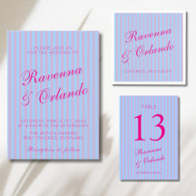 Bright Pink Retro Blue Pink Stripe