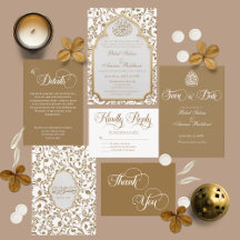 Elegant Islamic Arch Wedding Invitation Suite