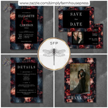 Dark Gothic Vintage Red & Pink Floral Wedding