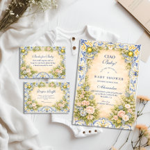 Italian Lemon Floral Frame Baby Shower
