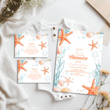 Beach Starfish & Seashells Elegant Baby Shower