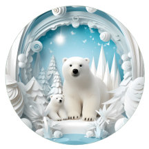 Polar Bear with Cub Arctic Ocean Snow Collection